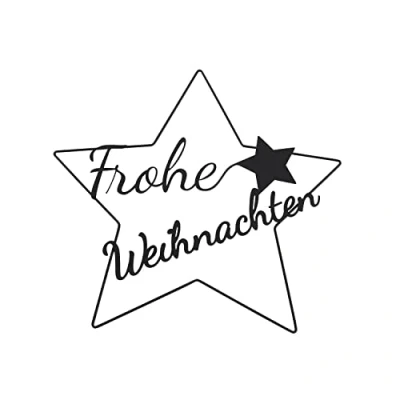 Abbildung von Deko Stern Frohe Weihnachten schwarz Metall 38x35,5 cm