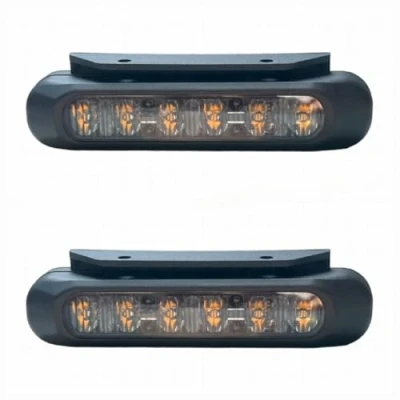 Abbildung von MelTruck® 2X LED Frontblitzer ORANGE (Dunkel) Warnleuchte Blitzleuchte 6 Blitzmuster 13W ECE R65 Heckblitzer E9