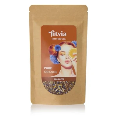 Abbildung von fitvia Rooibostee &quot;Pure Orange&quot;: loser Tee, Orangenschalen, Kornblumen, Lemongras echte Fruchtstücke, ohne Zuckerzusatz, 100g