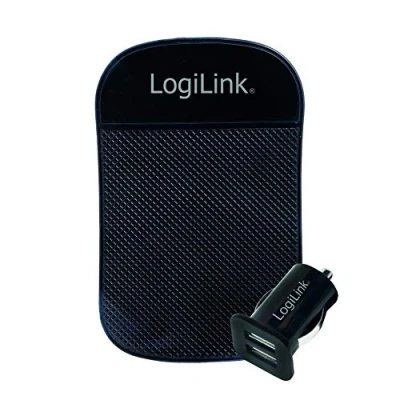 Abbildung von LogiLink PA0204 KFZ USB Netzteil mit 2X Ports (Max. 5V/2.1A 10.5W) zum Aufladen von Z.B. Smartphones, Tablets, Dashcams, GPS, etc. Micro oder C Anschluss inkl. Antirutschmatte
