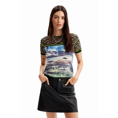 Abbildung von Desigual Landscape Tshirt print, Damen, Größe: XS, Multi coloured