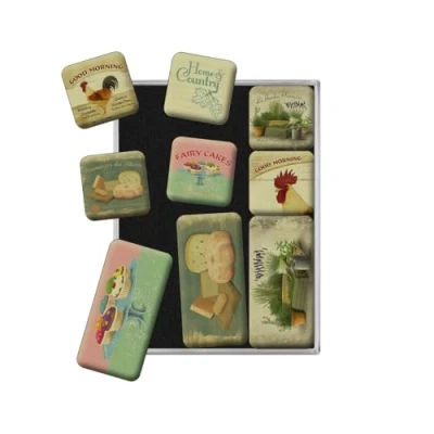 Abbildung von Nostalgic Art Retro Kühlschrank Magnete, 9 Stück, Home &amp; Country Geschenk Idee für die Küche, Magnetset Magnettafel, Vintage Design