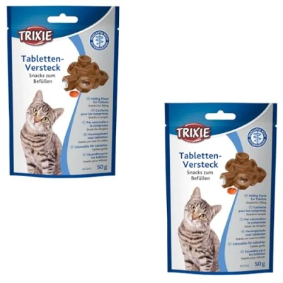 Abbildung von Trixie Tablettenversteck für Katzen 50 g Ergänzungsfuttermittel Kann die Medikamentengabe erleichtern Öffnung Tabletten Leicht verformbar