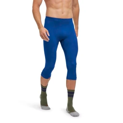 Abbildung von FALKE Herren Baselayer Hose Warm 3/4 M TI Funktionsmaterial schnelltrocknend 1 Stück, Blau (Yve 6714) neu umweltfreundlich, XXL
