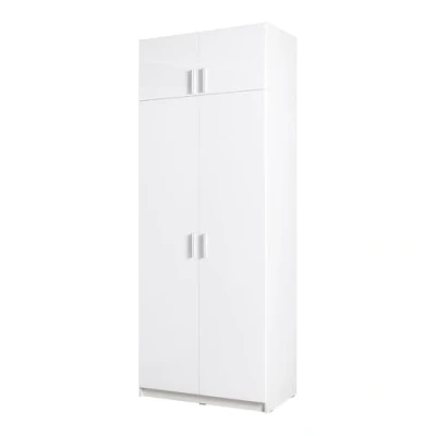 Abbildung von Lomadox Schlafzimmer Kleiderschrank 2 türig mit Aufsatzschrank, 92cm breit, weiß Glanz, SELAWIK 166