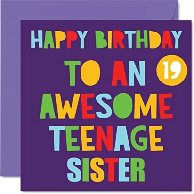Abbildung von Lustige Geburtstagskarte zum 19. Geburtstag für Schwester tolle Teenager 19 Happy 19th Karte von Bruder Step Sister Geburtstagsgeschenke 145 mm Grußkarten Geschenk