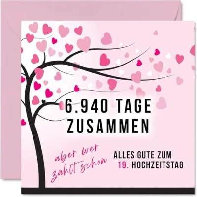 Abbildung von Stuff4 19. Hochzeitstag Karte Liebe 6940 Tage Zusammen 19 Jahrestag Geschenke für Mein Mann Ehemann Meine Frau Ehefrau, 145mm Lustig Glückwunschkarten