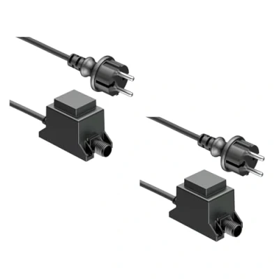 Abbildung von ledscom.de 2 Stück 10W LED Trafo Netzteil/Transformator für Stecksystem NEMO, Stecker, 12V AC, schwarz, IP65