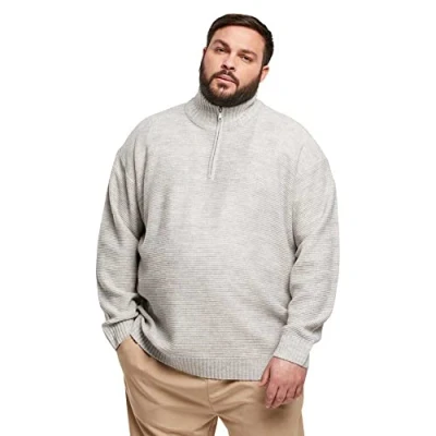 Abbildung von Urban Classics Troyer Strickpullover, Herren, Größe: Large, Lightgrey