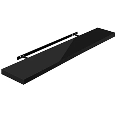 Abbildung von WOLTU Wandregal Volato Wandboard freischwebend hochglänzend Schwarz Schweberegal CD DVD Regal Bücherregal Holz Board 120x22,9x3,8cm RG9484sz