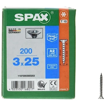 Abbildung von SPAX Senkkopf 3 x 25 Rostfrei A2