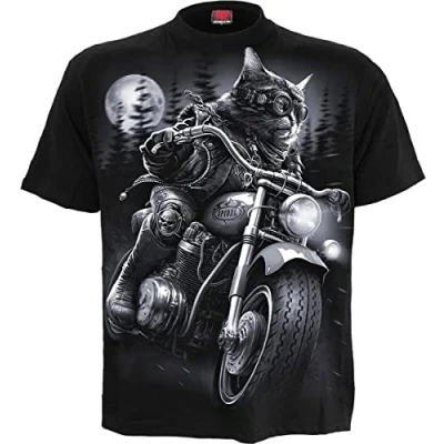 Abbildung von Spiral Nine Lives Männer T Shirt schwarz 3XL 100% Baumwolle Basics, Biker, Katzen, Rockwear