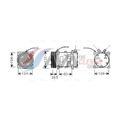 Abbildung von AVA COOLING SYSTEMS UVAK035 Kompressor SD5H14 24V R134a mit PAG Kompressoröl