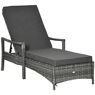 Abbildung von Sonnenliege Polyrattan Gartenliege Rattanliege Gartenmöbel Liege mit Polsterauflage 4 Stufen verstel
