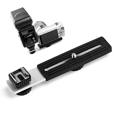 Abbildung von Fotover Horizontaler Kamerablitz Blitzhalterung Blitzschiene mit Blitzschuh 1/4&quot;Schiebeschraube Studio Light Stand kompatibel DSLR Camcorder DV Kamera