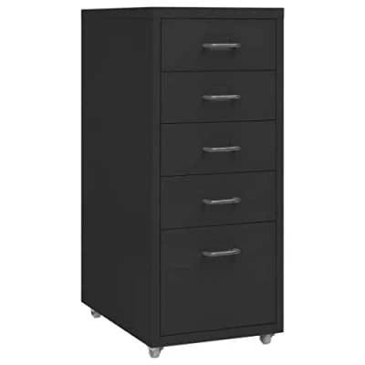 Abbildung von vidaXL Aktenschrank mit Rollen Rollcontainer Bürocontainer Schubladenschrank Büroschrank Metallschrank Schrank Schwarz 28x41x69cm Metall