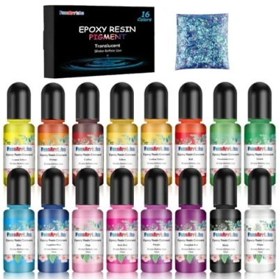 Abbildung von FansArriche Epoxidharz Farbe 16 Farben Flüssiger Pigment Farbstoff für Epoxy Resin Kunst