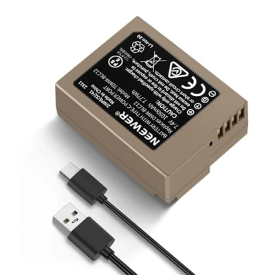 Abbildung von NEEWER DMW BLC12 1100mAh Ersatzakku für Lumix DMC G7 G85 G95 FZ300 FZ2500 DC Z1000 II Sigma FP L V LUX 5 Kamera, 2,3 Stunden sichere 100% volle Batterieladung mit USB Typ C Schnellladekabel