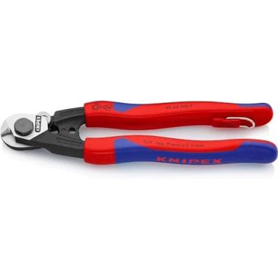Abbildung von Knipex 95 62 190 T, Hand Kabelschneider, Blau, Rot, Kunststoff, Stahl, Schwarz, CE, mm