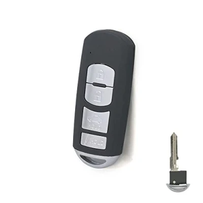 Abbildung von BROVACS Ersatz Schlüsselgehäuse + ungeschnittener Rohling Notschlüssel, kompatibel mit Mazda 4 Tasten Smart Keyless Entry Fernbedienung PG539F