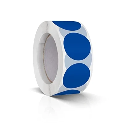 Abbildung von 500 Stk Runde Aufkleber Stickers 25mm Farbkodierung Etiketten Rolle kleine Klebepunkte Blau