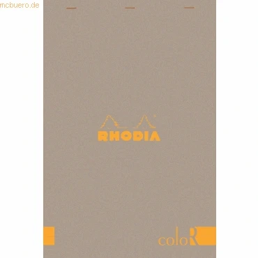 Abbildung von Rhodia 18964C Notizblock coloR N18 kopfseitig geheftet DIN A4 (21x29,7 cm), 70 Blatt mikroperforiert, liniert Clairefontaine Papier Elfenbein 90g, Cover Maulwurfsgrau, 1 Stück