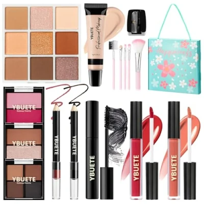 Abbildung von YBUETE Makeup Kit for Teens Girls Women, Travel Kit,Portable Present Set Beginners &amp; Professionals, Cosmetic Bundle Include Foundation Eyeshadow Palette Lipstick Eyeliner Mascara