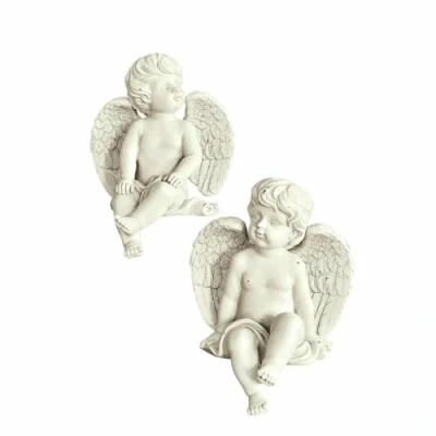 Abbildung von Loberon Deko Engel 2er Set Starlight, Antik Finish, Shabby Chic, Winterdeko, Weihnachtsdekoration, Weihnachten, Polyresin, antikweiß