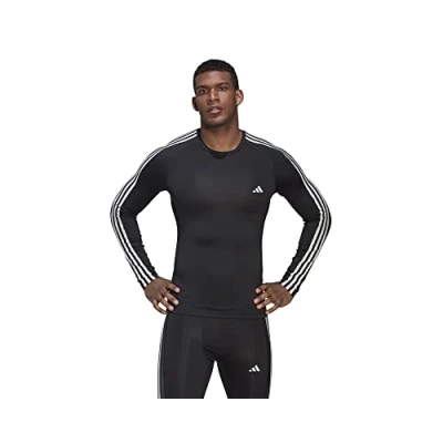 Abbildung von adidas Performance TF 3S LS Langarmshirt, Herren, Größe: Medium, Black