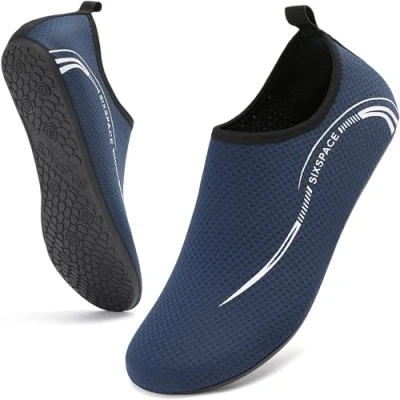 Abbildung von Sixspace Badeschuhe Damen Herren Wasserschuhe Schwimmschuhe Männer Frauen Strandschuhe Aquaschuhe Barfußschuhe für Strand,Pool,Meer,Wassersport,Tauchen,Surfen,Aqua Cycling(Dunkelblau,46 EU)