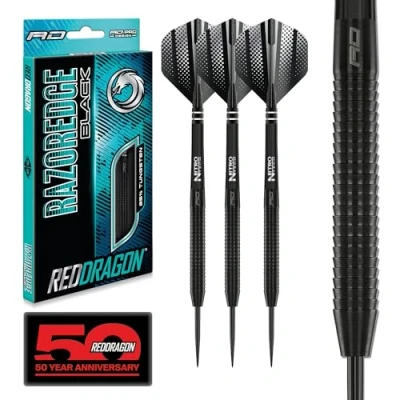 Abbildung von RED DRAGON Razor Edge Black Dartpfeile Tungsten Profi Steel Darts mit Flights und Schäfte (23, Gramm)