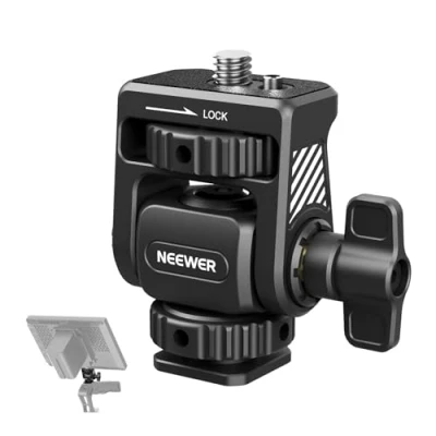 Abbildung von NEEWER Field Monitor Mount mit Cold Shoe 360 schwenkbar 180 neigbar Verdrehungssichere Schraube kompatibel Atomos Ninja 5&quot; und 7&quot; Kamera SmallRig Kamerakäfig MA019