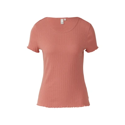 Abbildung von QS MIT Ajourmuster Tshirt basic, Damen, Größe: XL, Papaya