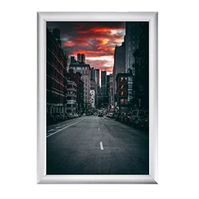 Abbildung von Albyco Klapprahmen A4, Plakatrahmen, Wechselrahmen, Easy Click System Fotorahmen, Posterrahmen, Frame, Rahmen A4 Format 21 x 29,7 cm Dicke des Rahmens 19 mm Farbe: Aluminium Metall