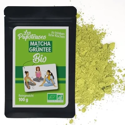 Abbildung von LES PAPOTEUSES Matcha Grüntee Pulver 100g Flachbeutel Chinesischer grüner Tee Zertifiziert biologisch und fair gehandelt