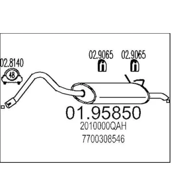 Abbildung von MTS 01.95850 Endschalldämpfer 1230 RENAULT: Kangoo I Rapid,