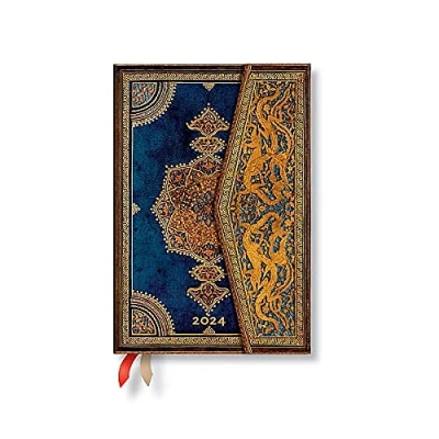 Abbildung von Paperblanks 12 Monatskalender 2024 Safawidisch Indigo Horizontal Mini (100 x 140 mm)