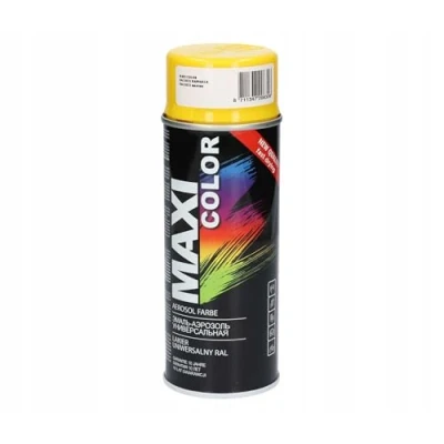 Abbildung von Maxi Color NEW QUALITY Sprühlack Lackspray Glanz 400ml Universelle spray Nitro zellulose Farbe schnell trocknender Sprühfarbe (RAL 1021 Rapsgelb glänzend)
