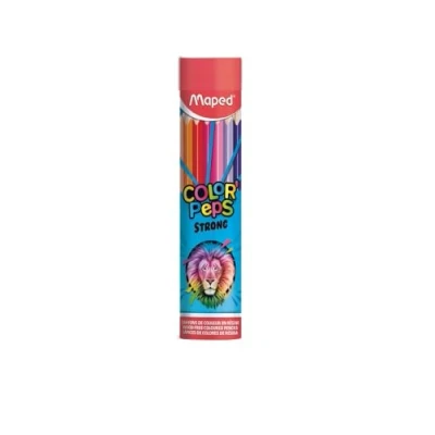 Abbildung von Maped Strong Color&#039;Peps Buntstifte, 24 Stück, besonders robust und ergonomisch Metallrohr