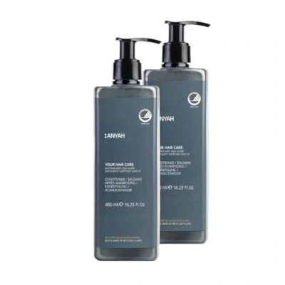 Abbildung von Anyah Conditioner 2x480ml Nicht Nachfüllbar Mit Shea Butter und Bio Sonnenblumenöl Farbschutz Haarspülung Dermatologisch Getestet Hergestellt Verpackt in Italien