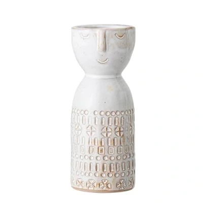 Abbildung von Bloomingville Dekovase Embla, Weiß Steingut 6 x 14,5 cm Dänisches Design