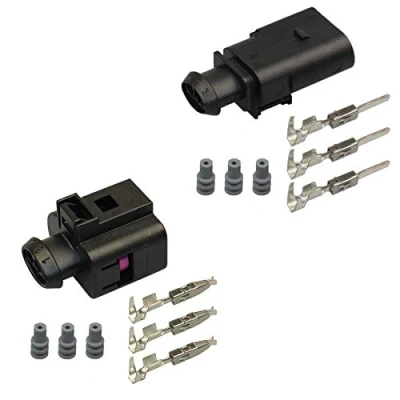 Abbildung von Stecker VW 1J0973803 + 1J0973703 Reparaturset 3 pol. Steckverbinder Stift/Buchse