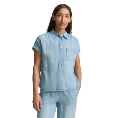 Abbildung von TOM TAILOR Damen 1046205 Bluse, 10113 Clean Mid Stone Blue Denim, 46
