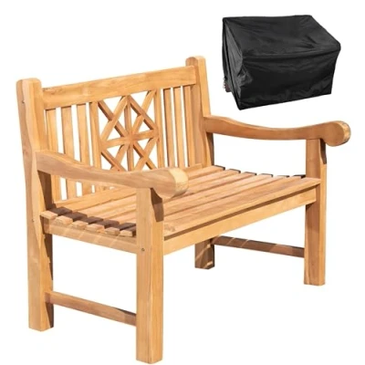 Abbildung von CLP Gartenbank Teakbank 120 cm mit Abdeckhaube, Bank Teak Wetterfest