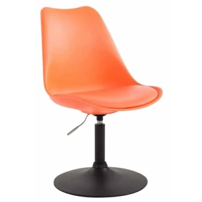 Abbildung von CLP Esszimmerstuhl Maverick Kunststoff I höhenverstellbarer Lehnstuhl Drehstuhl mit Trompetenfuß Sitzhöhe von ca. 43 48 cm, Farbe:orange, Gestell Farbe:schwarz