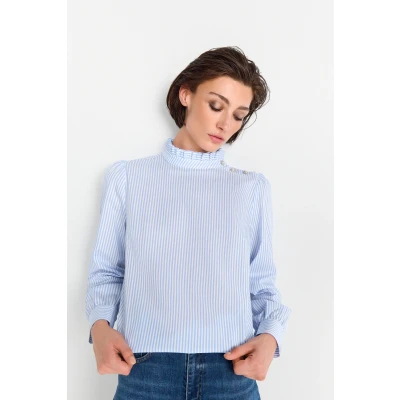 Abbildung von Rich &amp; Royal MIT RÜSCHENKRAGEN Bluse, Damen, Größe: 36, Skyway blue