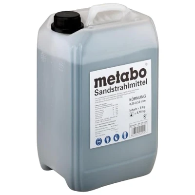 Abbildung von Metabo Sandstrahlmittel 0901064423 8 kg Kanister Für professionelle Oberflächenbearbeitung Körnung 0,2 0,5 mm