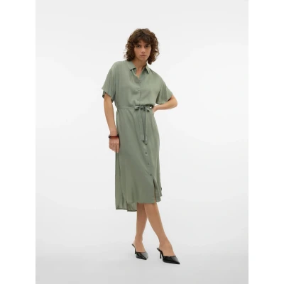 Abbildung von Vero Moda Vmbumpy SS CALF NOOS Blusenkleid, Damen, Größe: Small, Hedge green