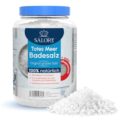 Abbildung von Salora Badesalz Premium Totes Meer 1150gr ohne Zusatzstoffe aus Jordanien, 1 tlg., Meersalz Fußbad Salz mit Peeling Effekt als Badezusatz oder Saunasalz