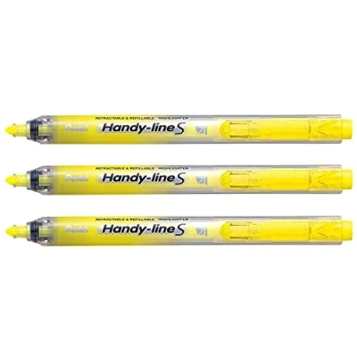 Abbildung von 12 x Pentel Textmarker Handy Line S mit Druckmechanik 0,8 3,8mm gelb